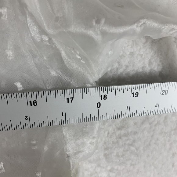 Topshop Sheer Blouse Womens 8 White Crewneck Short Sleeve Textured Pleated‎ 6370 - Picture 5 of 7